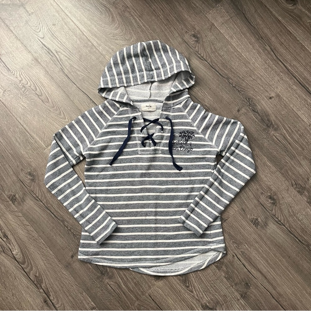 BLUE BAY San Diego Striped Pullover Hoodie Sweater Size Small
